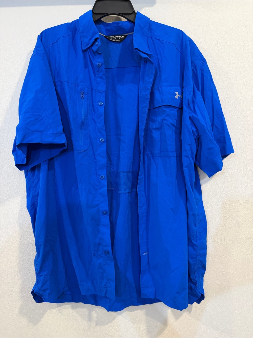 Under Armour Blue Fish Hunter Short Sleeve Shirt (Size: 2XL)
